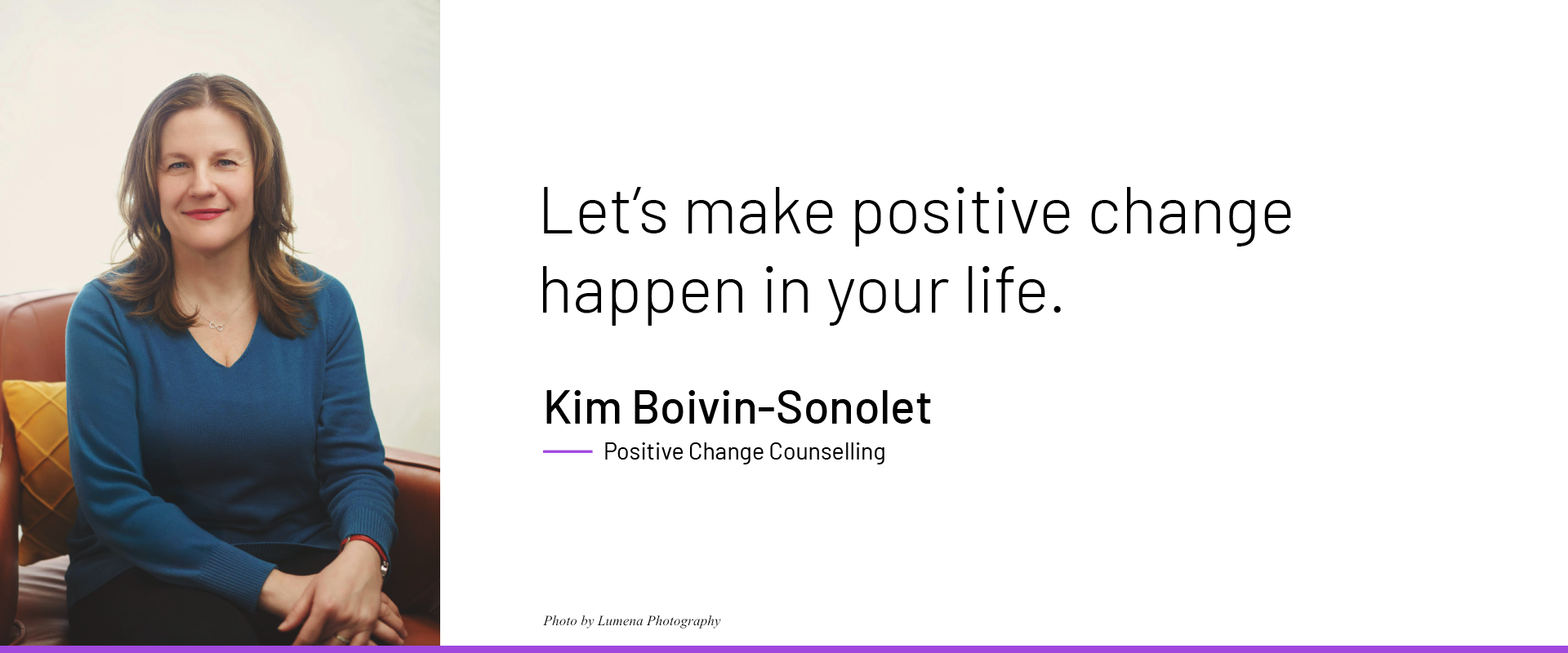 Kim Boivin-Sonolet offers counselling services to individuals and couples in the Vancouver area.